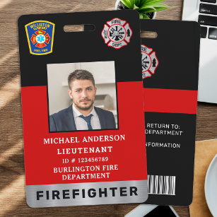 消防士のカスタムロゴ写真プロフェッショナルIDカード バッジ