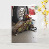 消防士のギアおよびトラック カード (黄色い花)