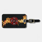 消防士のギフトのパーソナライズなマルタ十字の火 ラゲッジタグ (正面横)