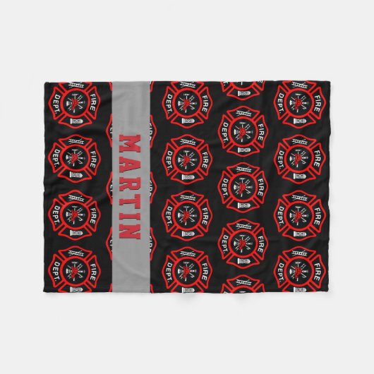 消防士のギフトのマルタ十字の名前 フリースブランケット (正面(横))