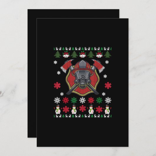 消防士のクおもしろいリスマスかわいい恋人の贈り物 シーズンカード (正面/裏面)