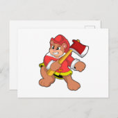 消防士のクマが斧を持って ポストカード (正面/裏面)