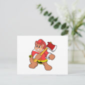 消防士のクマと斧 ポストカード (スタンド正面)