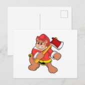 消防士のクマと斧 ポストカード (正面/裏面)