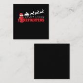 消防士のクリスマスプレゼントサンタクロース消防士 スクエア名刺 (正面/裏面)