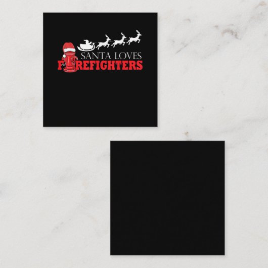消防士のクリスマスプレゼントサンタクロース消防士 スクエア名刺 (正面/裏面)