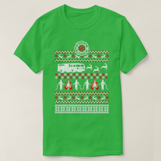 消防士のクリスマス Tシャツ (デザイン正面)