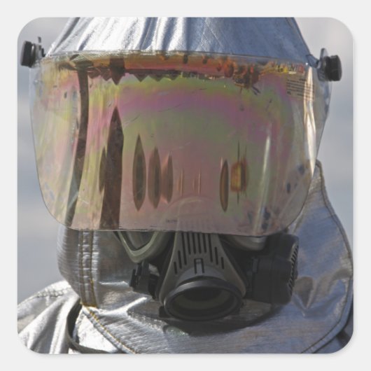 消防士のクローズアップ スクエアシール (正面)