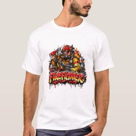 消防士のグラフィティストリートアートデザイン Tシャツ