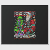 消防士のサンタクロース消防士が醜い服装 ラッピングペーパー (フラット)