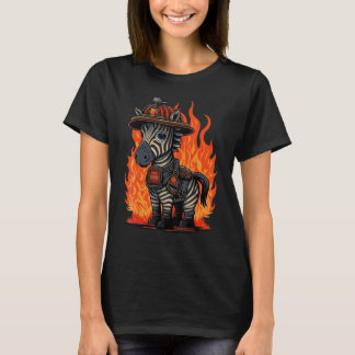 消防士のシマウマのゼブラ消防士 Tシャツ