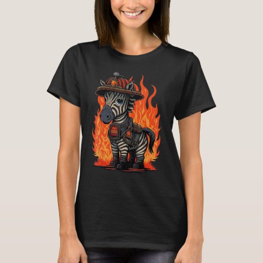 消防士のシマウマのゼブラ消防士 Tシャツ (正面)