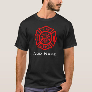 消防士のシンボル消防士の名前パーソナライズされた Tシャツ