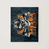 消防士のスカル4および燃えるような斧 ジグソーパズル (縦)