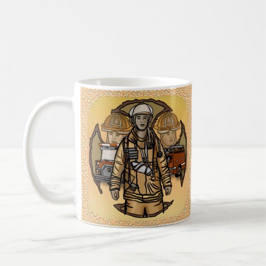 消防士のスタンバイOKマグカップ コーヒーマグカップ (左)