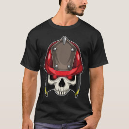 消防士のドクロ デザイン 消防署 Tシャツ