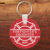 消防士のドーターレッドキーチェーン キーホルダー (正面)