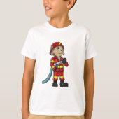 消防士のネコ キッズTシャツ Tシャツ (正面)