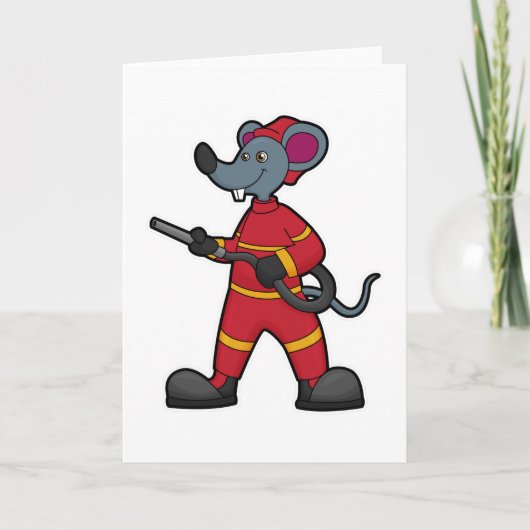 消防士のネズミがホースを持って カード (正面)