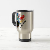 消防士のバイクもしくは自転車に乗る人 トラベルマグ (正面左)