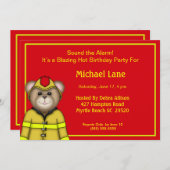 消防士のバースデーパーティ招待状 招待状 (正面/裏面)