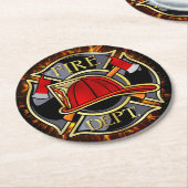 消防士のパターン ラウンドペーパーコースター (アングル)