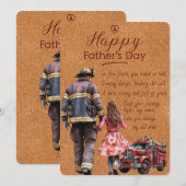 消防士のパパへ 父の日の短い詩 - 娘から 招待状 (正面/裏面)