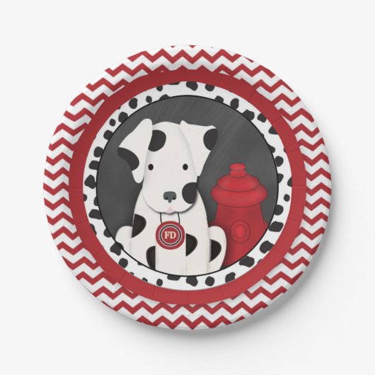 消防士のパーティーのシェブロンのプレート ペーパープレート (正面)