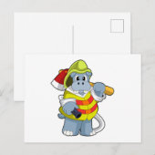消防士のヒポポタマス（斧を持つ) ポストカード (正面/裏面)