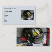 消防士のヘルメットがクローズアップ 名刺 (正面/裏面)