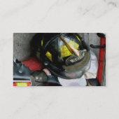 消防士のヘルメットがクローズアップ 名刺 (裏面)