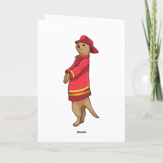 消防士のヘルメットをかぶったミーアキャット カード (裏面)