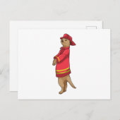 消防士のヘルメットをかぶったミーアキャット ポストカード (正面/裏面)