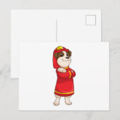 消防士のヘルメットをかぶった犬 ポストカード (正面/裏面)