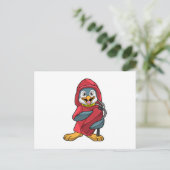 消防士のペンギン（消火器持ち） ポストカード (スタンド正面)