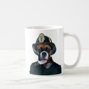 消防士のボクサー犬のマグ コーヒーマグカップ