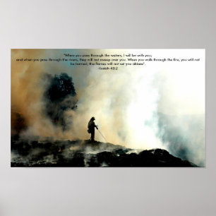 消防士のポスター – Isaiah 43:2 ポスター