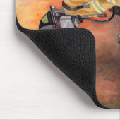 消防士のマウスパッドの元の水彩画の消防士 マウスパッド (コーナー)