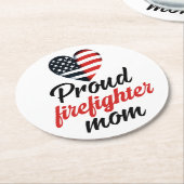 消防士のママを愛し、支持する ラウンドペーパーコースター (アングル)
