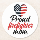 消防士のママを愛し、支持する ラウンドペーパーコースター (正面)
