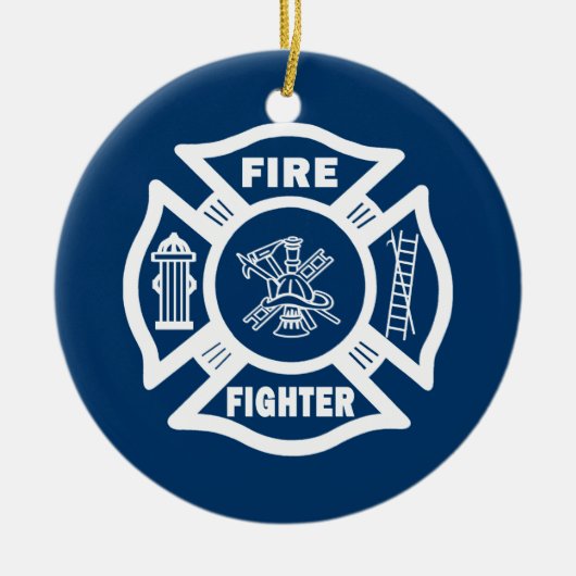 消防士のマルチーズ セラミックオーナメント (正面)