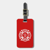 消防士のマルチーズ ラゲッジタグ (正面縦)