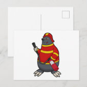 消防士のモグラと消火器 ポストカード (正面/裏面)