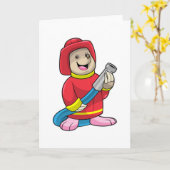 消防士のモグラ ホースを持って カード (黄色い花)