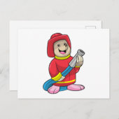 消防士のモグラ ホースを持つ ポストカード (正面/裏面)