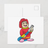 消防士のモグラ ホース付き ポストカード (正面/裏面)