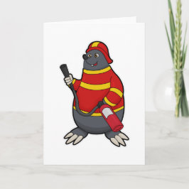 消防士のモグラ 消火器を持って カード