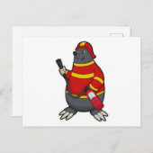 消防士のモグラ　消火器付き ポストカード (正面/裏面)