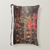 消防士の仕事、レトロな消防士たちが火事と戦う アクセントクッション (裏面(縦))