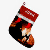 消防士の休日のギフト ラージクリスマスストッキング (正面 (吊り時))